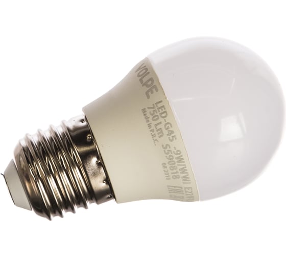 Светодиодная лампа Volpe LED-G45-9W/WW/E27/FR/NR. Форма шар, матовая. UL-00003829