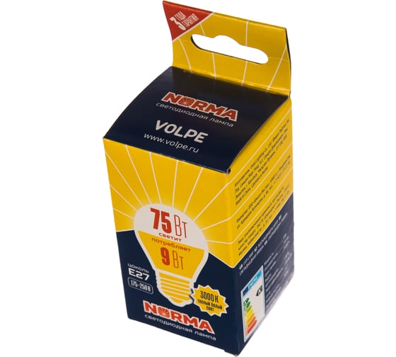 Светодиодная лампа Volpe LED-G45-9W/WW/E27/FR/NR. Форма шар, матовая. UL-00003829