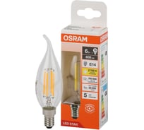 Филаментная светодиодная лампа Osram LS CLBA75 6W/827 230V FIL CL E14 10x1 4058075684997