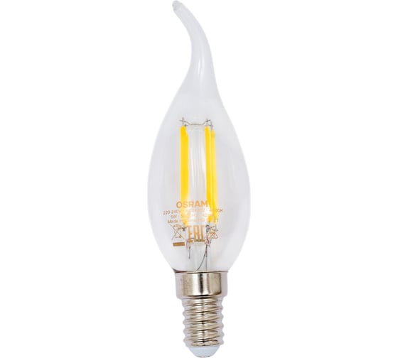Филаментная светодиодная лампа Osram LS CLBA60 5W/840 230V FIL CL E14 10x1 4058075684966