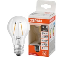 Филаментная светодиодная лампа Osram LSCLA60 5W/840 230VFILCL E27 10x1 4058075684034