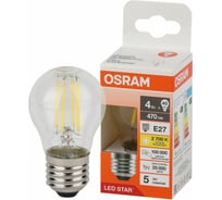 Филаментная светодиодная лампа Osram LS CLP40 4W/827 230V FIL CL E27 10x1 4058075684607