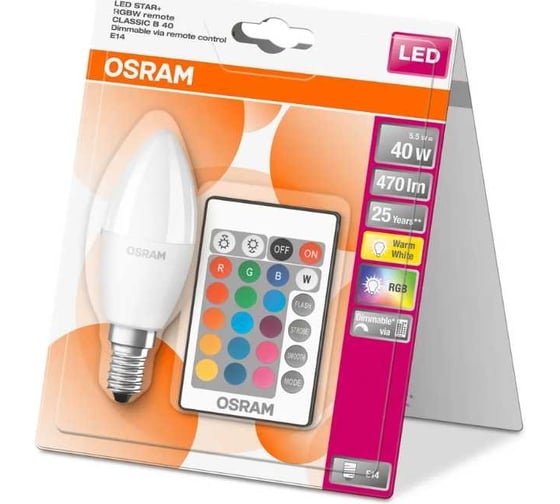 Светодиодная лампа Osram LED SC LB40REM 5,5W/827 230V FR E14 4x1 4058075430853