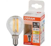 Филаментная светодиодная лампа Osram LS CLP75 6W/827 230V FIL CL E14 10x1 4058075684515