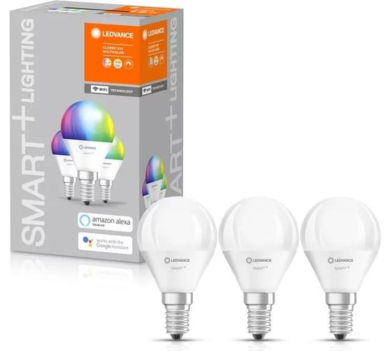 Умная светодиодная лампа LEDVANCE SMART+ WiFi Mini Bulb RGBW 40 5W/2700-6500K E14x3 4058075485990