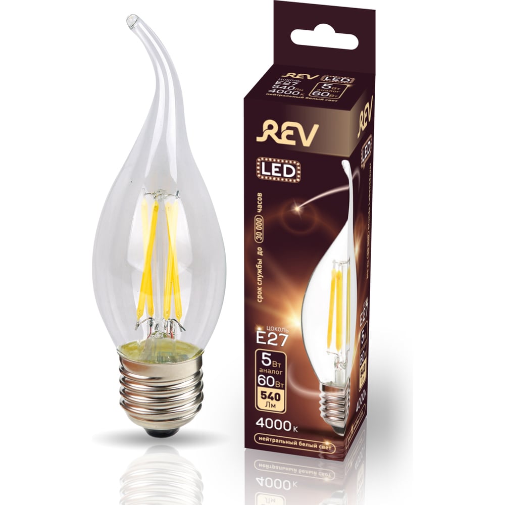 Филаментная лампа REV FC37 E27 5W, 32497 3 - выгодная цена, отзывы ...