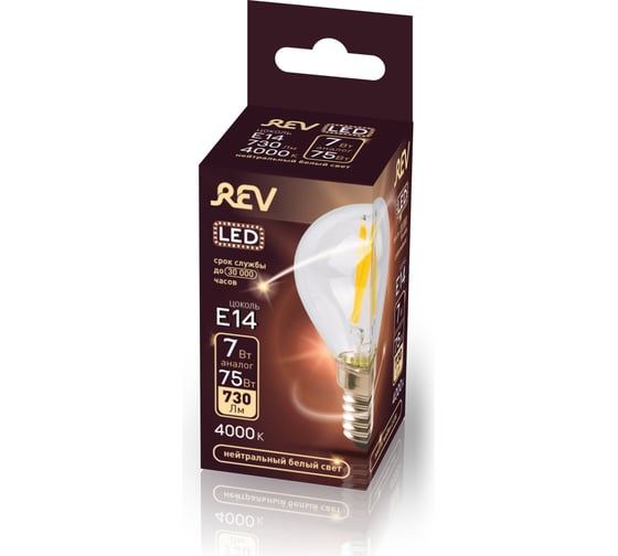 Филаментная лампа REV G45 E14 7W, 32483 6