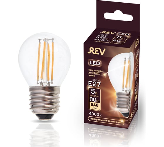 Филаментная лампа REV G45 E27 5W, 32484 3
