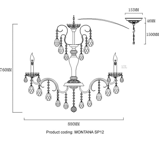 Подвесная люстра Crystal lux MONTANA SP12