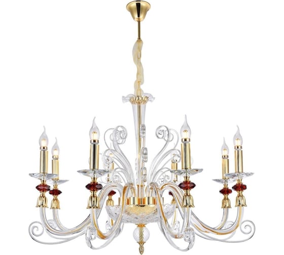 Подвесная люстра Crystal lux CATARINA SP8 V2 GOLD/TRANSPARENT-COGNAC