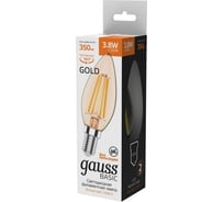 Лампа Gauss basic filament свеча 3,8w 350lm 2400к е14 golden led 1/10/50 1037154