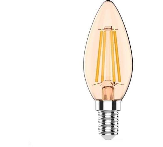 Лампа Gauss basic filament свеча 3,8w 350lm 2400к е14 golden led 1/10/50 1037154