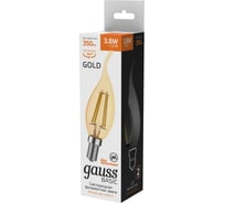 Лампа Gauss basic filament свеча на ветру 3,8w 350lm 2400к е14 golden led 1/10/50 1047154