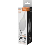 Лампа Gauss basic filament свеча на ветру 8,5w 590lm 2700к е14 milky LED 1045119