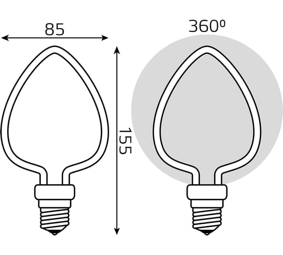 Лампа Gauss filament artline heart 4w 330lm 2700к е27 milky led 1/10/100 1003802104