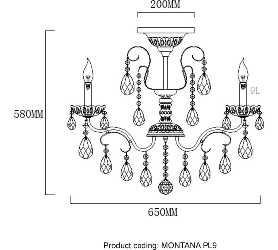 Люстра на штанге Crystal lux MONTANA PL9