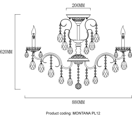 Люстра на штанге Crystal lux MONTANA PL12