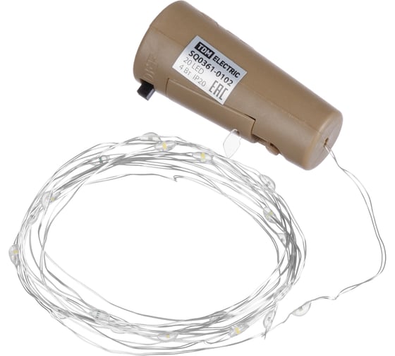 Гирлянда-пробка для бутылки TDM "Роса20" 20LED, 2м, 3000К, 3хAG13/LR44, SQ0361-0102