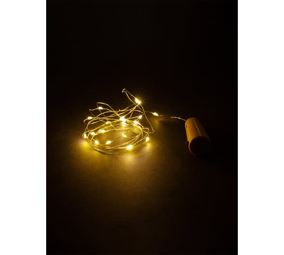 Гирлянда-пробка для бутылки TDM "Роса20" 20LED, 2м, 3000К, 3хAG13/LR44, SQ0361-0102