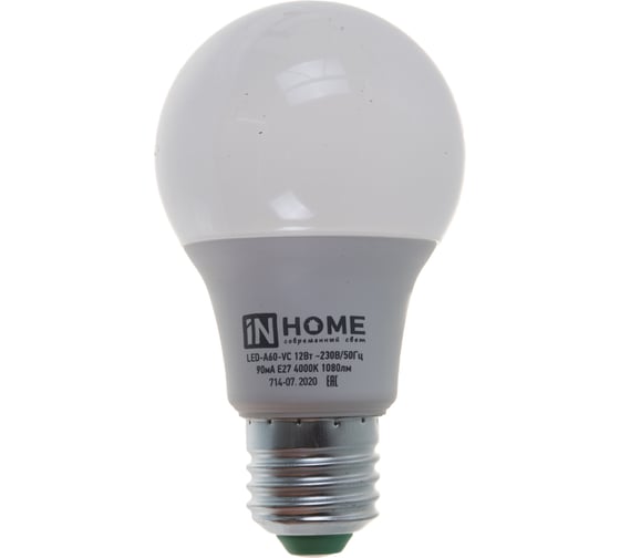 Светодиодная лампа IN HOME LED-A60-VC 12Вт 230В Е27 4000К 1140Лм 4690612020242