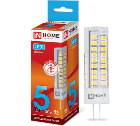 Светодиодная лампа IN HOME LED-JC-VC 5Вт 12В G4 4000К 450Лм 4690612019826