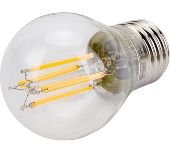 Светодиодная лампа Uniel LED-G45-5W/WW/E27/CL/DIM GLA01TR диммируемая. UL-00002868