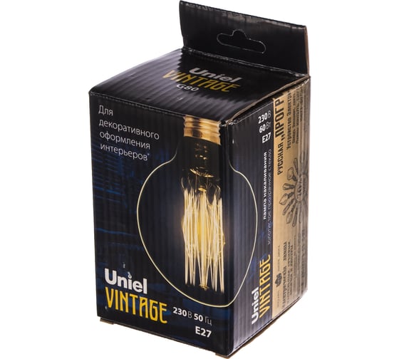 Лампа накаливания Uniel Vintage. Форма шар IL-V-G80-60/GOLDEN/E27 VW01 UL-00000478
