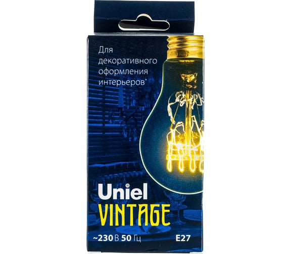 Лампа накаливания Uniel Vintage. Форма A IL-V-A60-60/GOLDEN/E27 SW01 UL-00000476