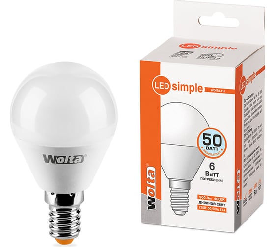 Лампа WOLTA LED 25S45GL6E14-S