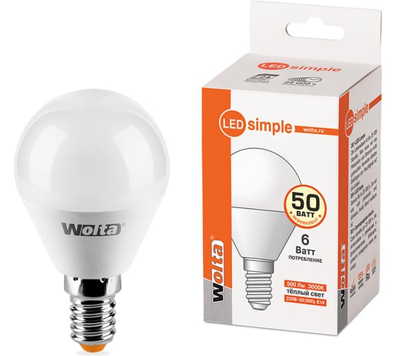 Лампа WOLTA LED 25Y45GL6E14-S