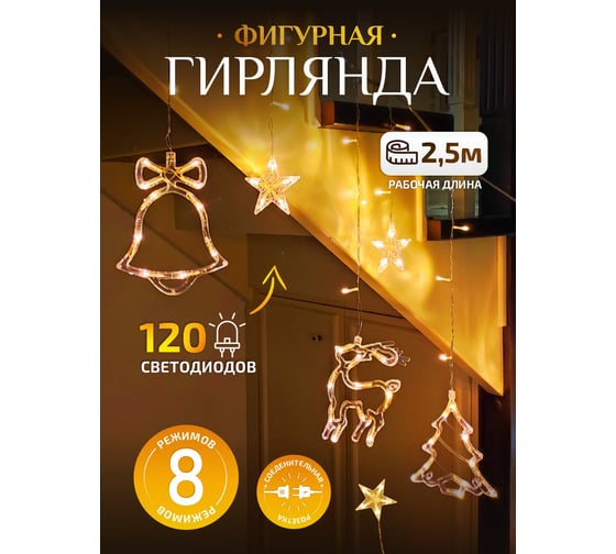 Гирлянда Зимняя сказка новогодняя новогодняя сказка, 2,5м led, 68008-2