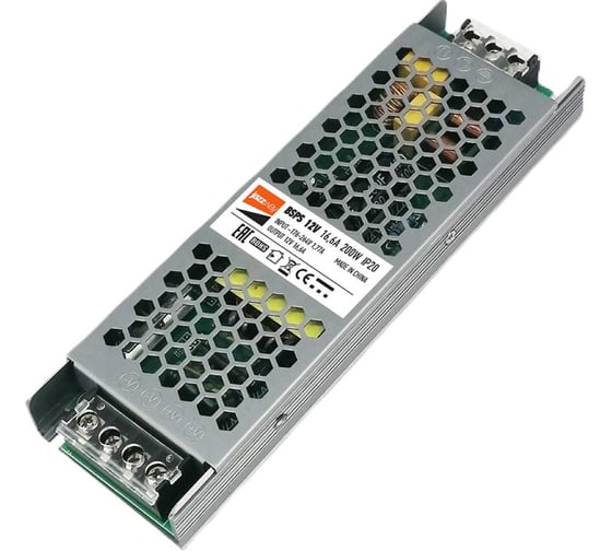 Блок питания для светодиодной ленты Jazzway  200Вт 16.5А 12В IP20 BSPS метал. 2859433A