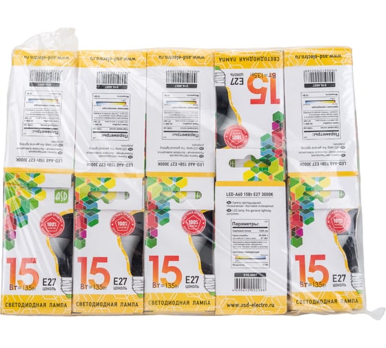 Лампа ASD сд LED-A60-std 15Вт 230В Е27 3000К 1350Лм 4690612002088