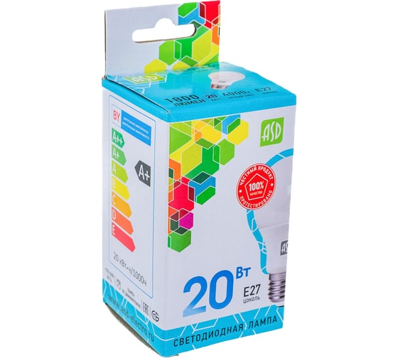 Лампа ASD сд LED-A60-std 20Вт 230В Е27 4000К 1800Лм 4690612004204