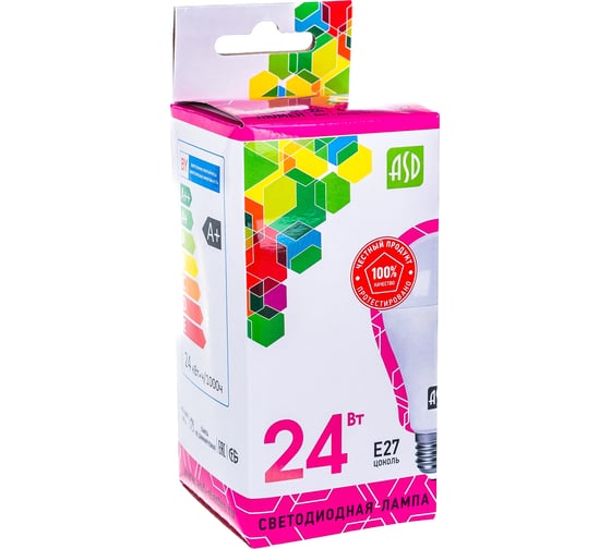 Лампа ASD сд LED-A65-std 24Вт 230В Е27 6500К 2160Лм 4690612014289