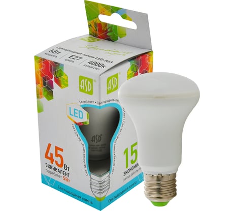 Лампа ASD сд LED-R63-std 5Вт 230В Е27 4000К 450Лм 4690612001555