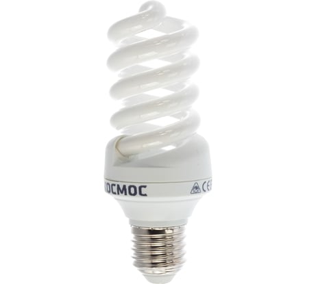 Люминесцентная компактная лампа КОСМОС SPC 20Вт E27 спиральная 2700К Т3 332605 LKsmSPC20wE2727