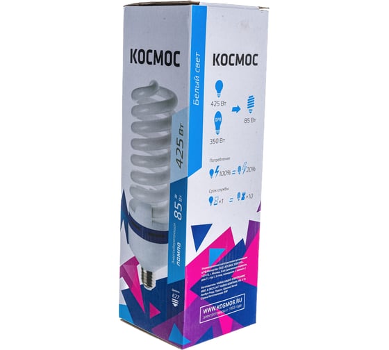 Люминесцентная компактная лампа КОСМОС SPC 85Вт E27 спиральная 4200К 160212 LKsmT5SPC85WE2742_m