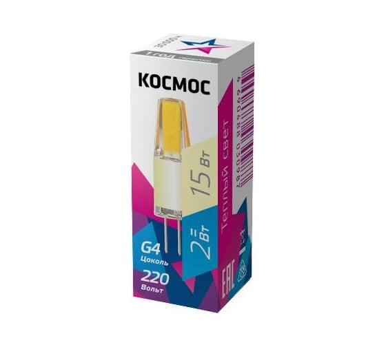 Светодиодная лампа КОСМОС LED 2Вт 220В G4 3000К LksmLED2wJCG4220v30 495464