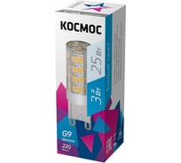 Светодиодная лампа КОСМОС LED 3Вт 220В G9 4500К LksmLED3WG9C4500pc 482435