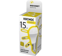 Светодиодная лампа КОСМОС LED A60 15Вт грушевидная 220В E27 3000К Smart LksmLEDSD15wA60E2730 495459
