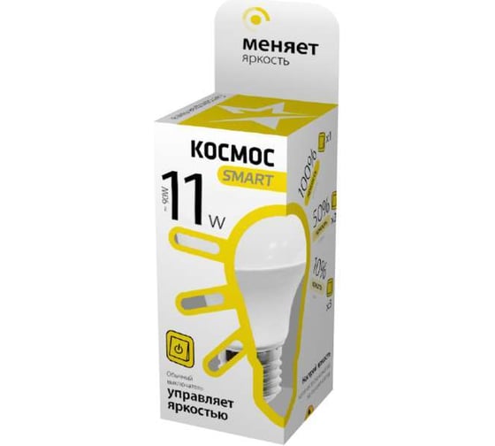Светодиодная лампа КОСМОС LED A60 11Вт грушевидная 220В E27 3000К Smart LksmLEDSD11wA60E2730 495457