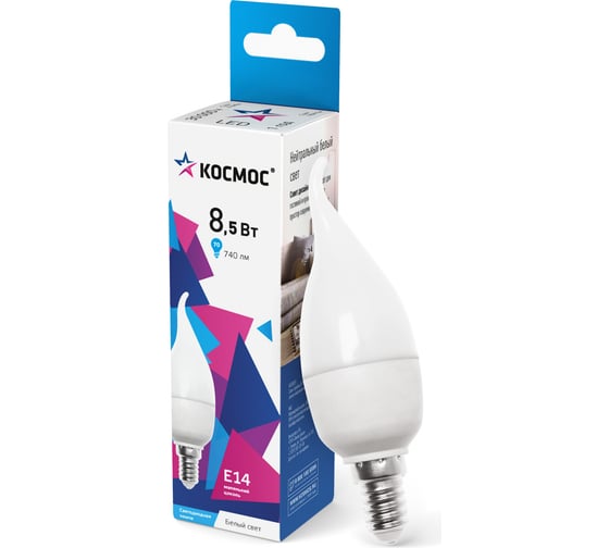 Светодиодная лампа КОСМОС LED CW 8.5Вт 220В E14 4500К LkecLED8.5wCWE1445 478693