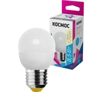 Светодиодная лампа КОСМОС, LED GL45 8.5Вт 220В E27 3000К LkecLED8.5wGL45E2730 478698