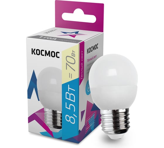 Светодиодная лампа КОСМОС, LED GL45 8.5Вт 220В E27 3000К LkecLED8.5wGL45E2730 478698