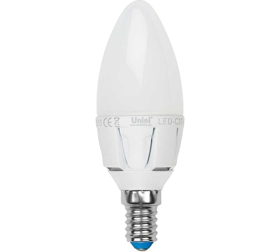 Светодиодная лампа Uniel LED-C37-6W/WW/E14/FR/DIM ALP01WH пластик 08690
