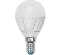 Светодиодная лампа Uniel LED-G45-6W/WW/E14/FR/DIM ALP01WH пластик 08696