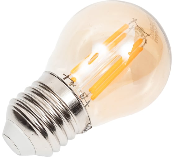Светодиодная лампа Uniel Led-g45-5w/golden/e27 glv21go лампа светодиодная vintage. форма «шар», золотистая колба. картон. тм UL-00010552