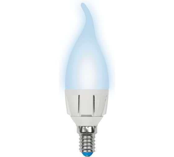 Светодиодная лампа Uniel свеча на ветру Серия ЯРКАЯ LED-CW37 7W/NW/E14/FR PLP01WHLED UL-00002415 1
