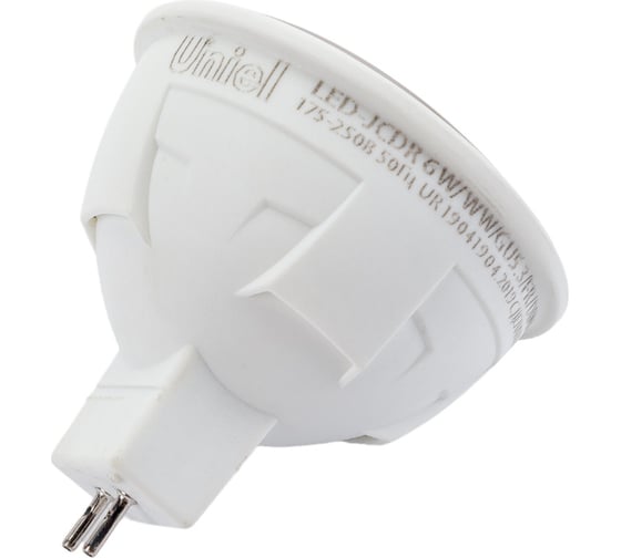 Диммируемая светодиодная лампа Uniel Форма JCDR Серия ЯРКАЯ LED-JCDR 6W/WW/GU5.3/FR/DIM PLP01WH UL-00003991
